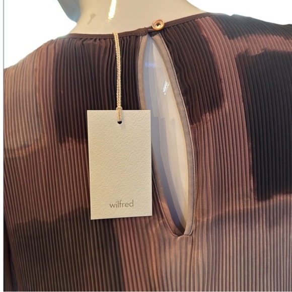 Aritzia Wilfred Elba Pleated Plum Geo Print Chiffon Mini Dress Size XS NWT - Picture 10 of 16